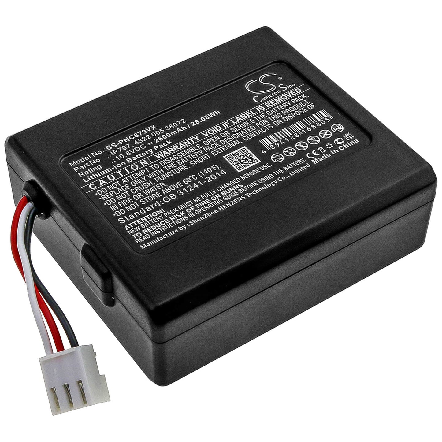 10.8V, 2600mAh, Li-ion Battery fits Philips, Fc8007/01, Fc8007/81, 28.08Wh