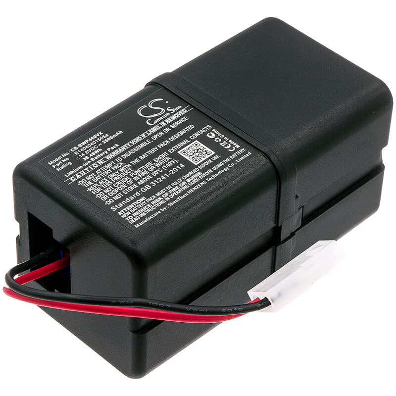14.8V, 2600mAh, Li-ion Battery fits Bobsweep, Bob Pethair, Junior, 38.48Wh