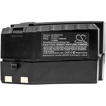 4.8V, 3000mAh, Ni-MH Battery fits Karcher, 1.258-505.0, 12585050, 14.4Wh