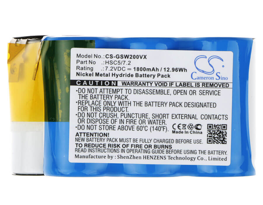 7.2V, 1800mAh, Ni-MH Battery fits Gtech, Sw01, Sw02, 12.96Wh