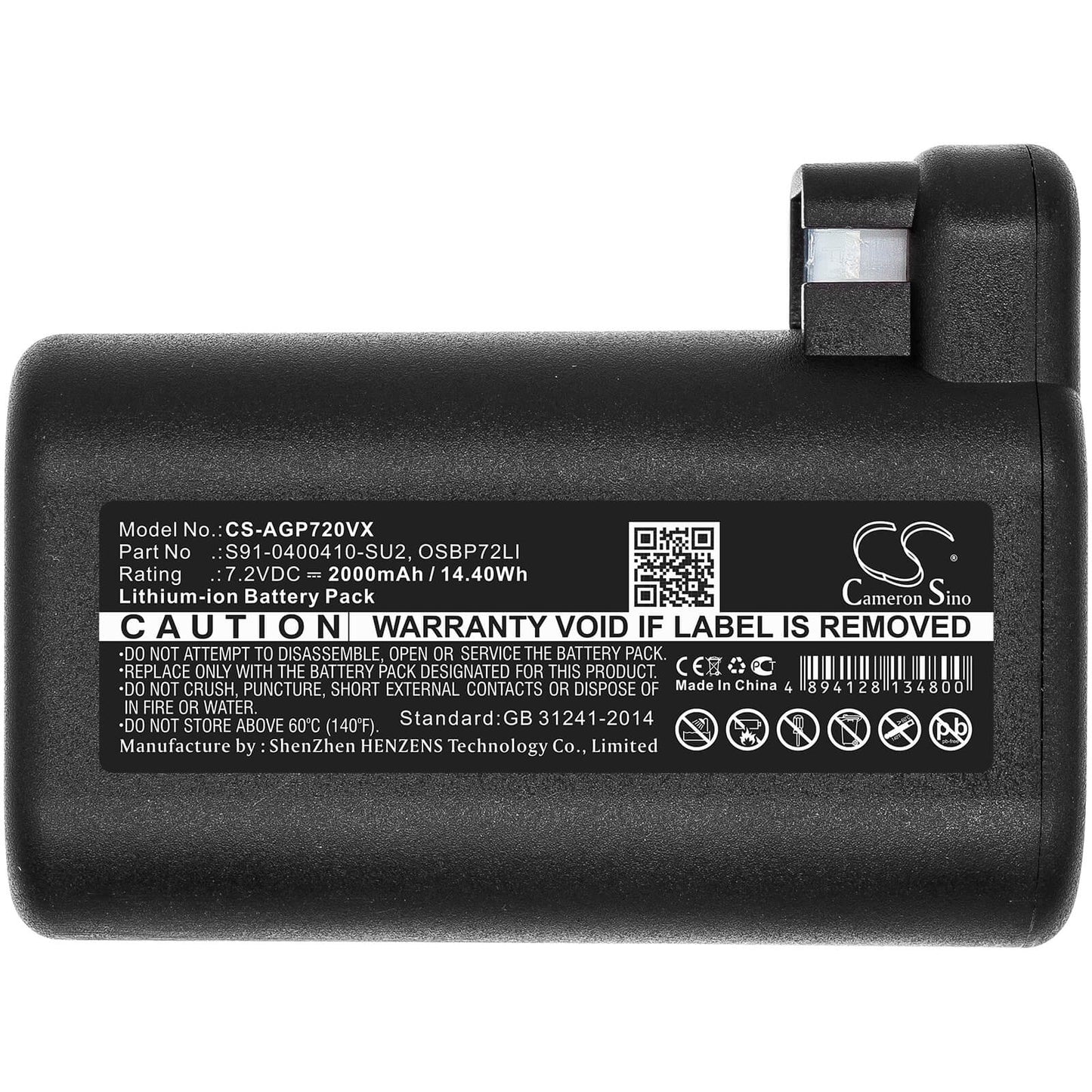 7.2V, 2000mAh, Li-ion Battery fits Aeg, 900258195, 900277268, 14.4Wh