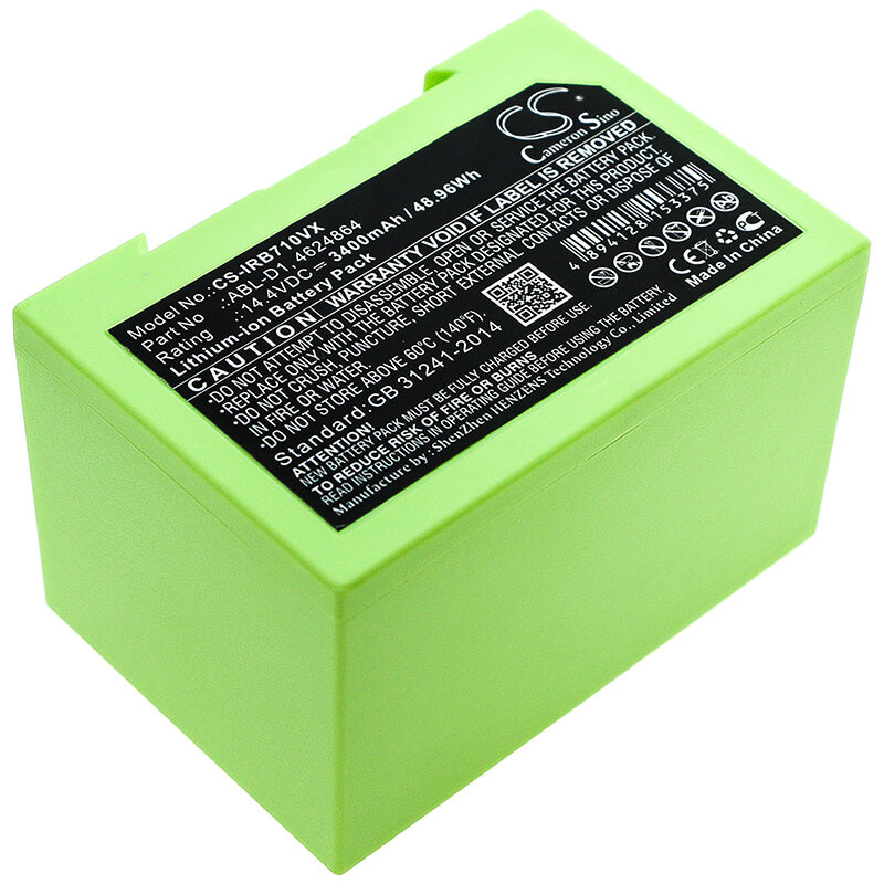 14.4V, 3400mAh, Li-ion Battery fits Irobot, 7150, I31502f, 48.96Wh