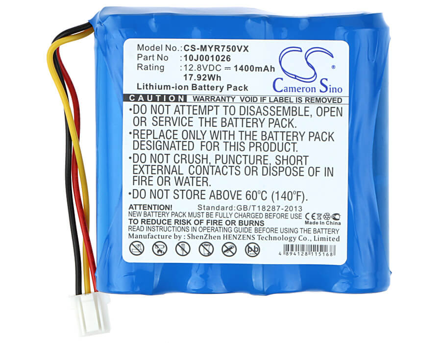 12.8V, 1400mAh, Li-ion Battery fits Moneual, Rydis Cleanbot R750, Rydis R750, 17.92Wh
