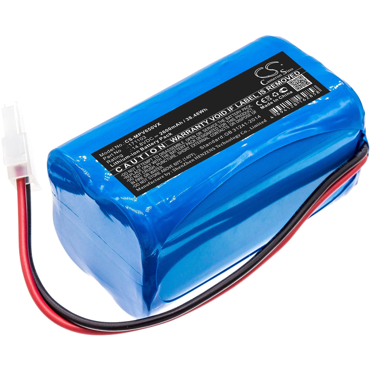 14.8V, 2600mAh, Li-ion Battery fits Mamibot, Exvac 660, Prevac 650, 38.48Wh