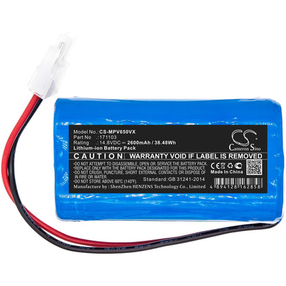 14.8V, 2600mAh, Li-ion Battery fits Mamibot, Exvac 660, Prevac 650, 38.48Wh