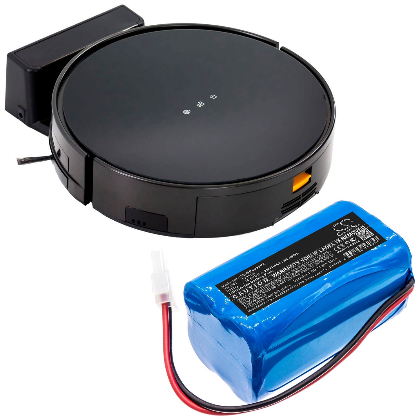 14.8V, 2600mAh, Li-ion Battery fits Mamibot, Exvac 660, Prevac 650, 38.48Wh