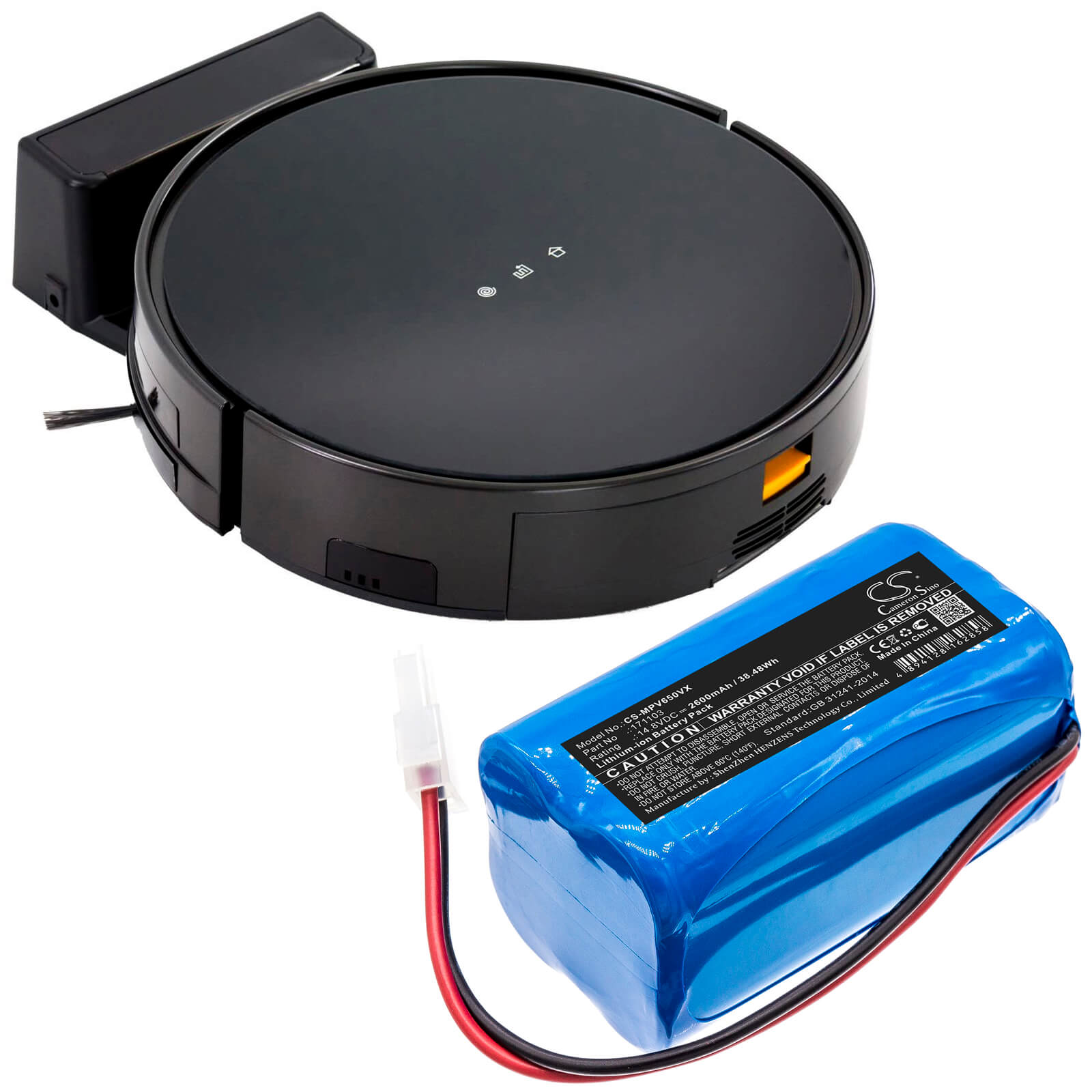 14.8V, 2600mAh, Li-ion Battery fits Mamibot, Exvac 660, Prevac 650, 38.48Wh