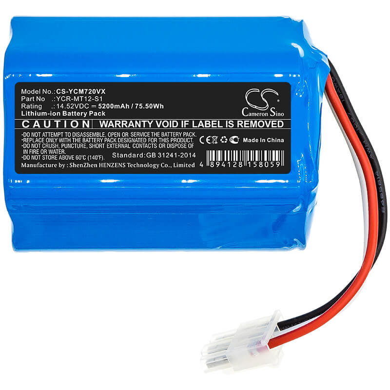 14.52V, 5200mAh, Li-ion Battery fits Iclebo, O5, Omega, 75.504Wh