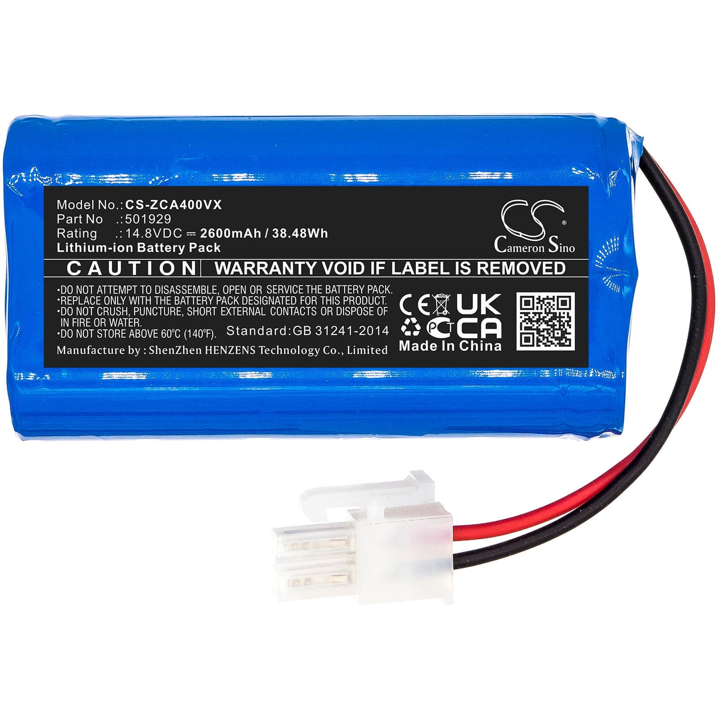 14.8V, 2600mAh, Li-ion Battery fits Zaco, A4s, A6, 38.48Wh