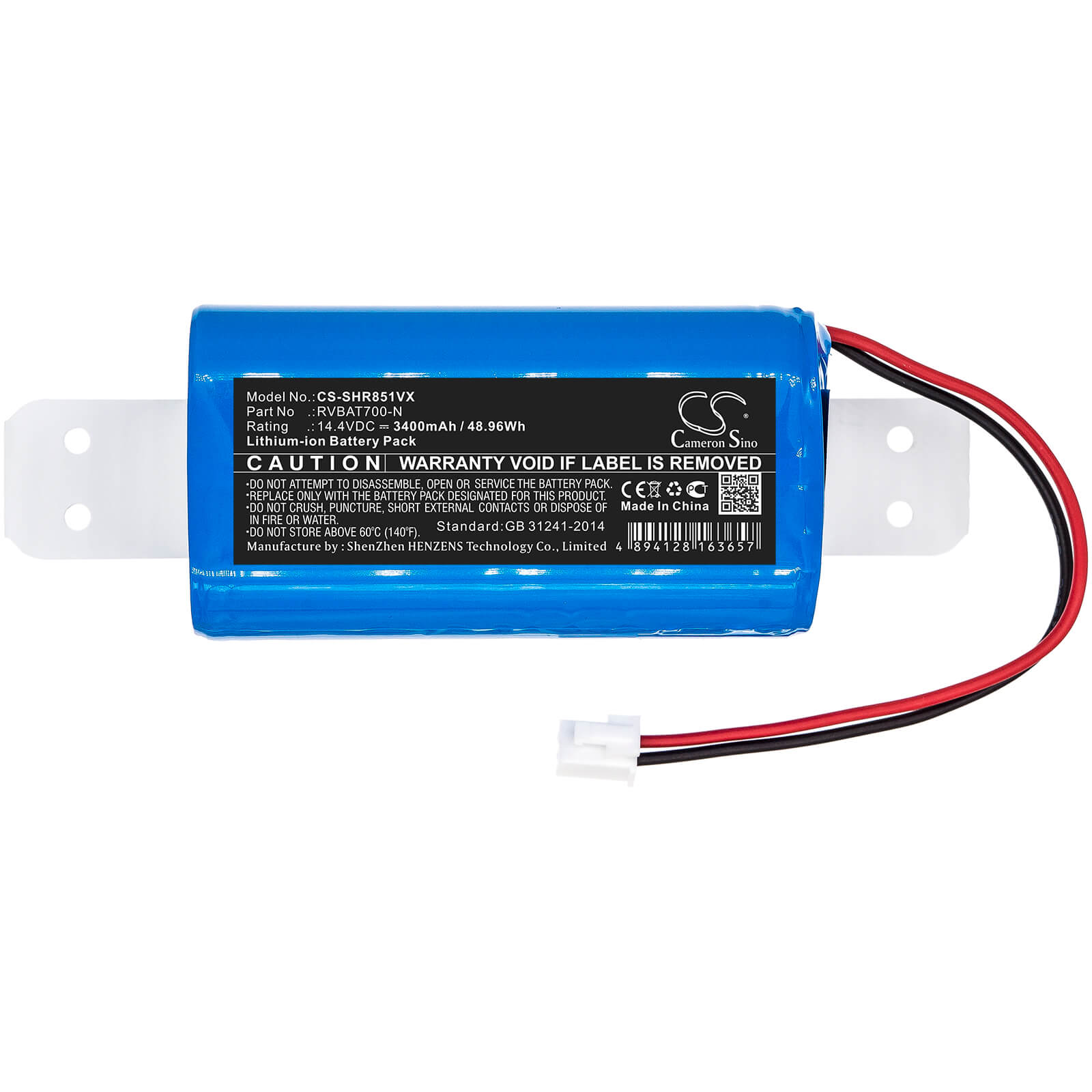 14.4V, 3400mAh, Li-ion Battery fits Shark, Rv700_n, Rv720_n, 48.96Wh