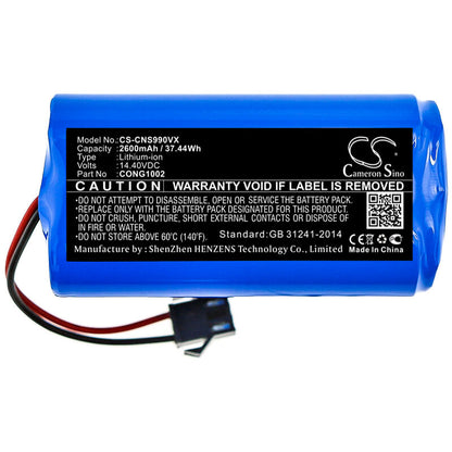 14.4V, 2600mAh, Li-ion Battery fits Mamibot, Exvac 660, Exvac 680s, 37.44Wh