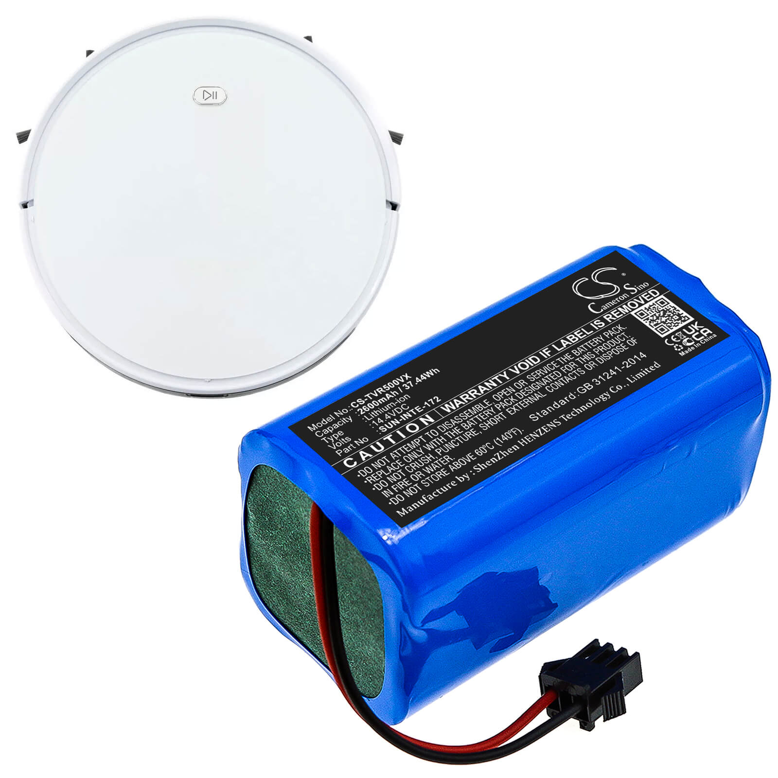 14.4V, 2600mAh, Li-ion Battery fits Amarey, A800, A900, 37.44Wh