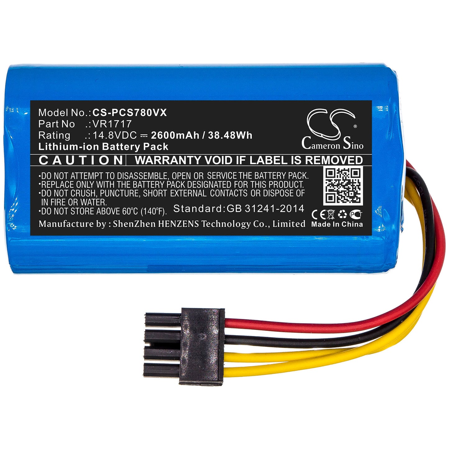 14.8V, 2600mAh, Li-ion Battery fits Proscenic, Cocoa Smart 780t, Cocoa Smart 790t, 38.48Wh