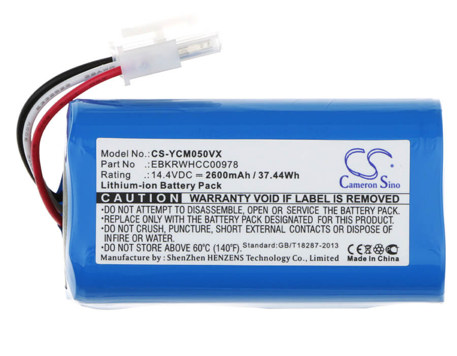 14.4V, 2600mAh, Li-ion Battery fits Yujin Robot, Iclebo Smart Ycr-m04-1, Iclebo Smart Ycr-m05-10, 37.44Wh