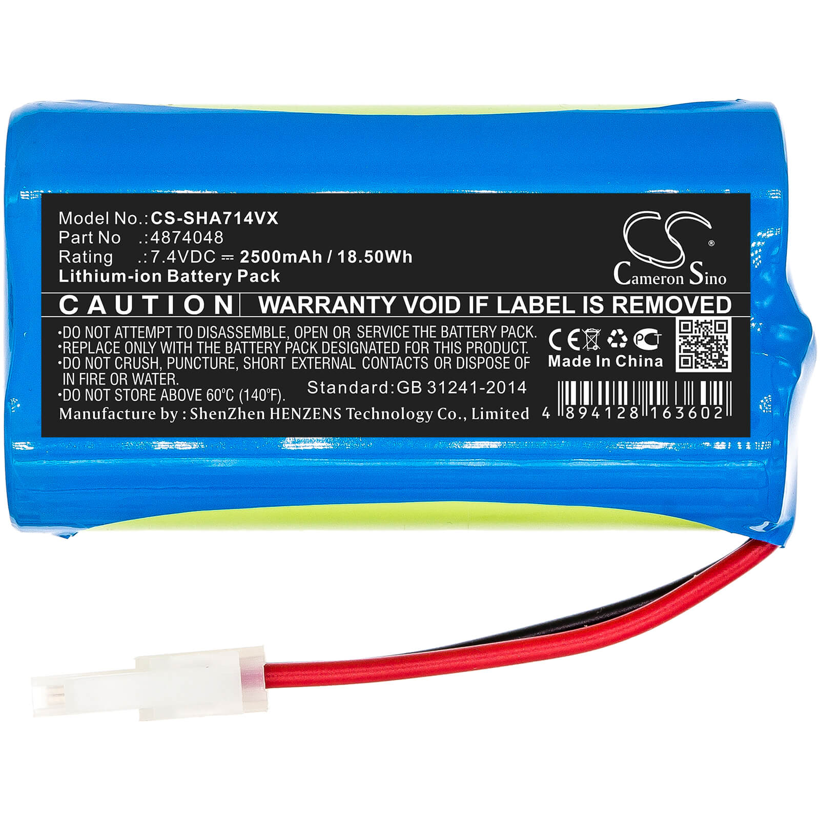 7.4V, 2500mAh, Li-ion Battery fits Severin Chill, Ah7914, Hv7144, 18.5Wh