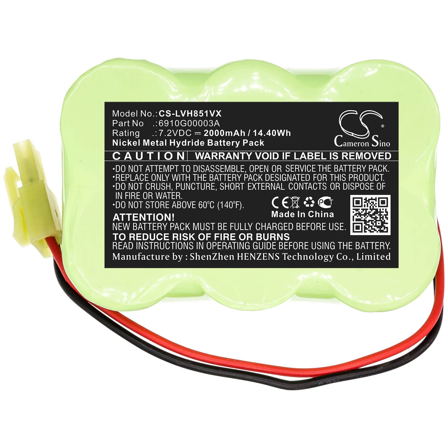 7.2V, 2000mAh, Ni-MH Battery fits Lg, Vh851c, V-h851cp, 14.4Wh