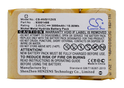 3.6V, 3000mAh, Ni-MH Battery fits Hoover, S1120, 10.8Wh