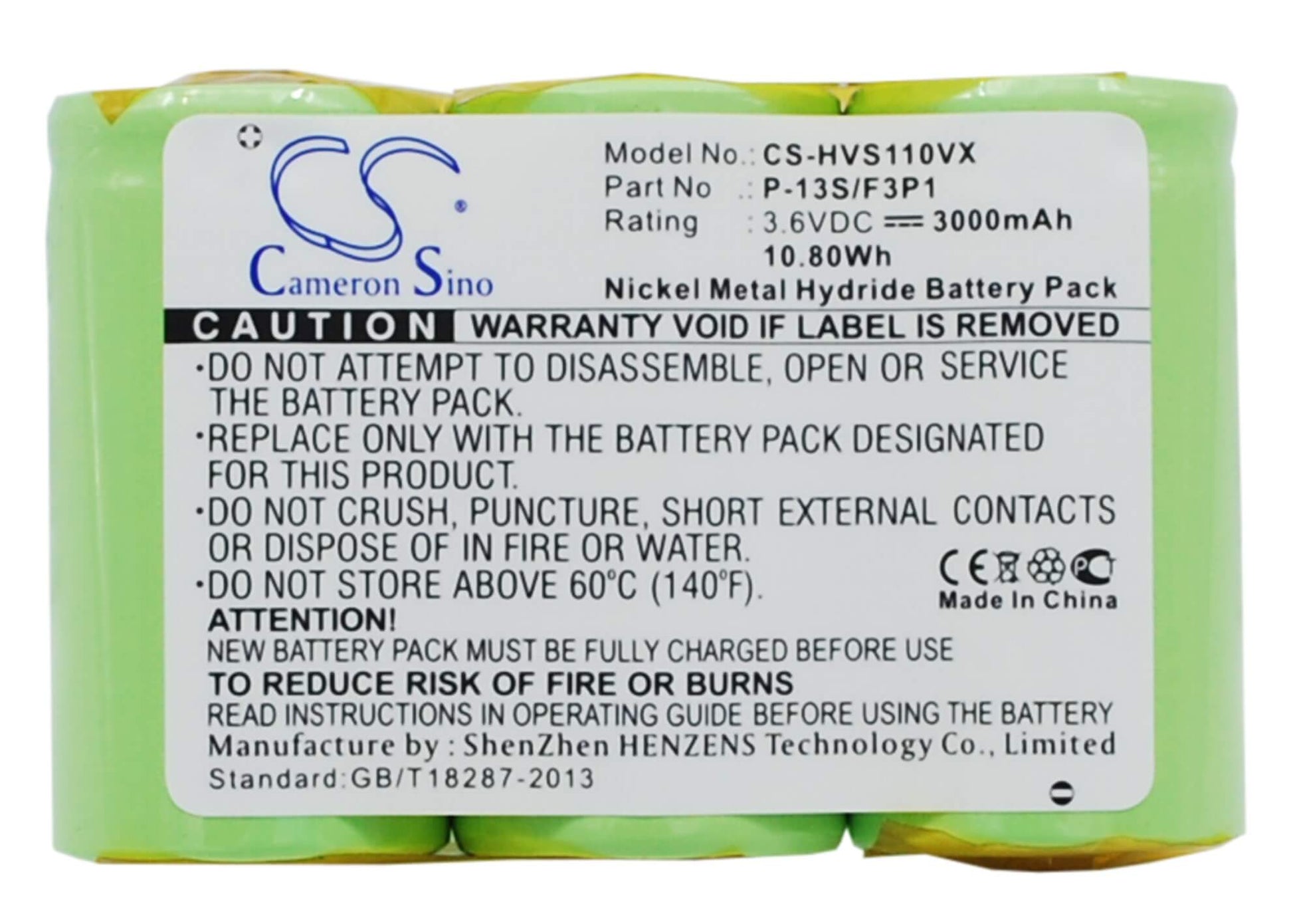 3.6V, 3000mAh, Ni-MH Battery fits Disston, Egs1a1, Egs1a4, 10.8Wh
