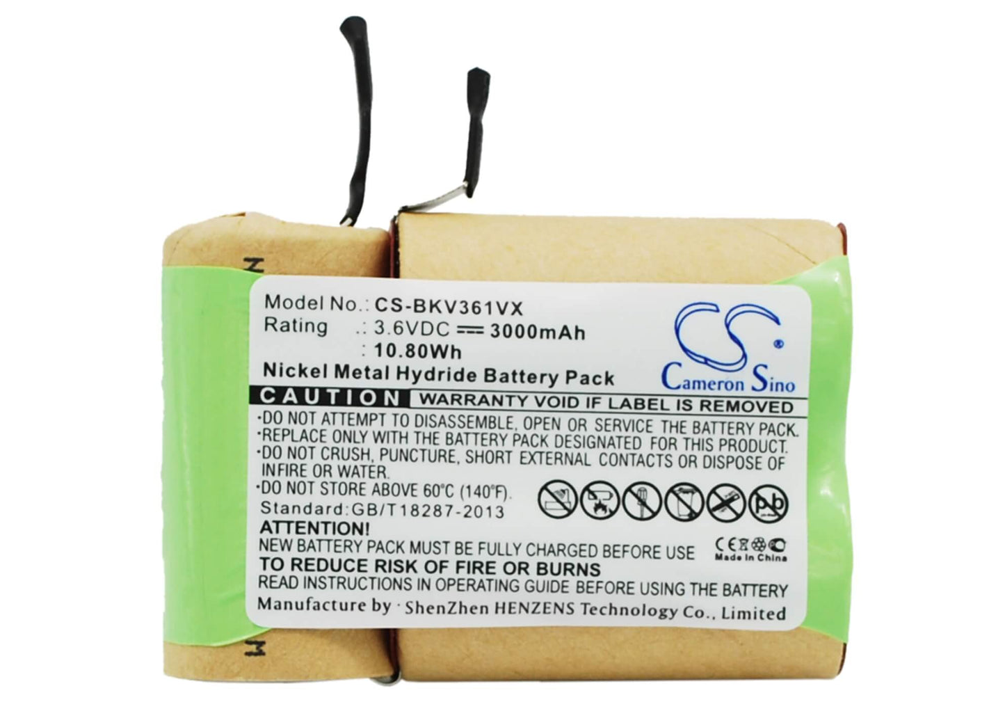 3.6V, 3000mAh, Ni-MH Battery fits Black&decker, V3600, V3603, 10.8Wh