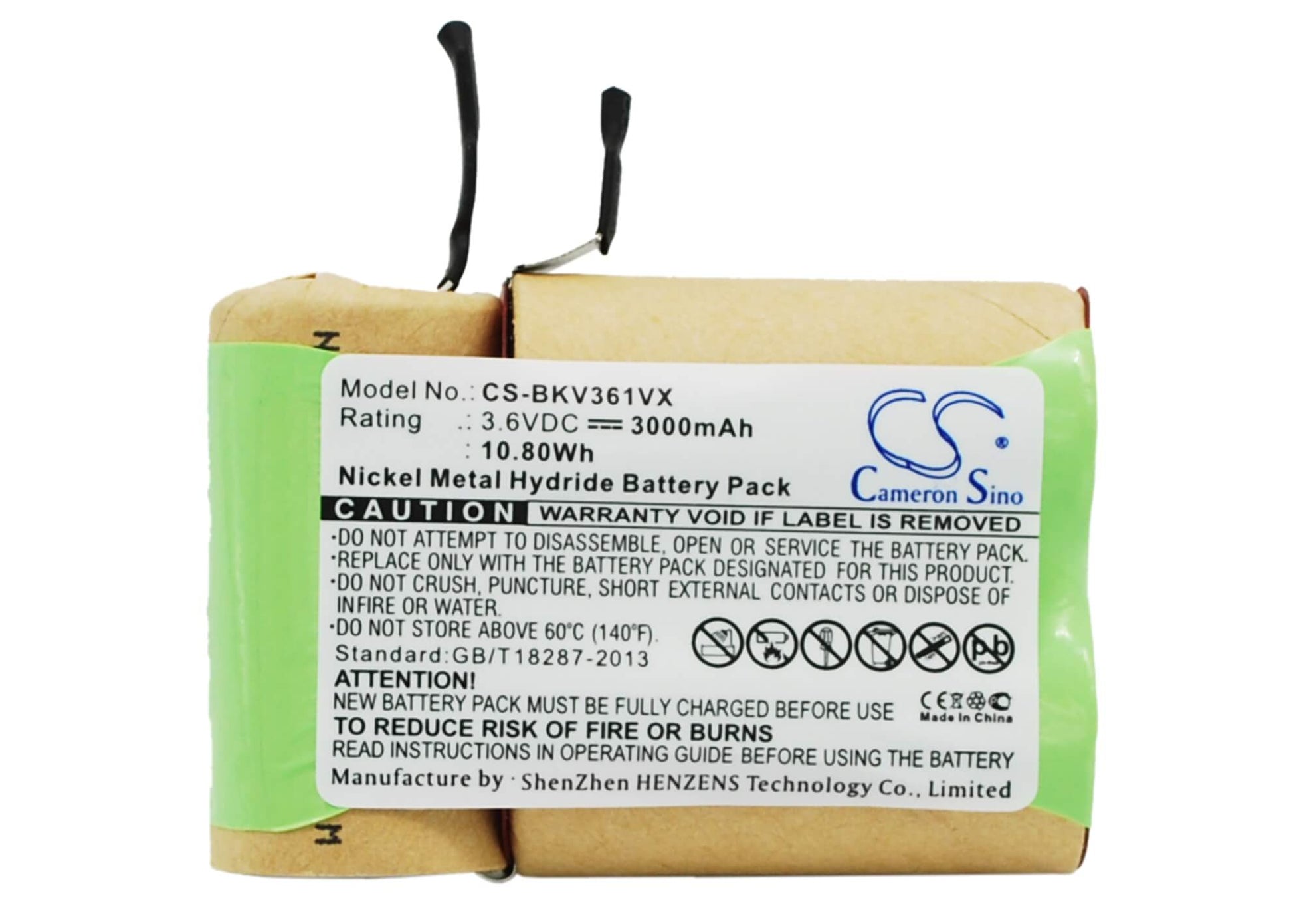 3.6V, 3000mAh, Ni-MH Battery fits Black&decker, V3600, V3603, 10.8Wh