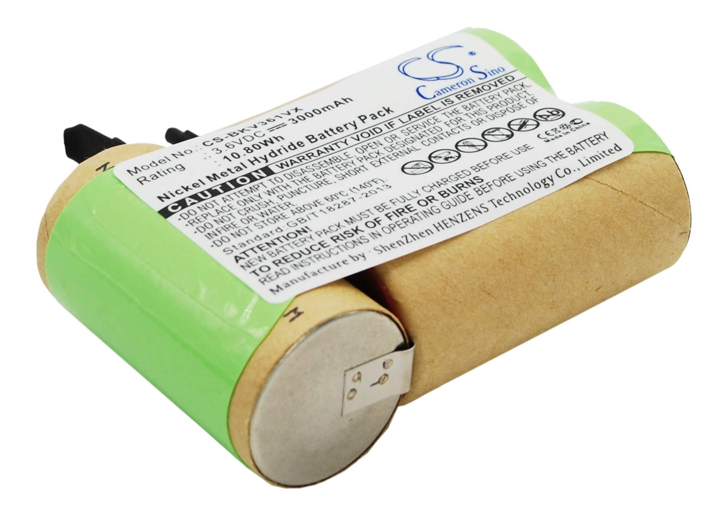 3.6V, 3000mAh, Ni-MH Battery fits Black&decker, V3600, V3603, 10.8Wh