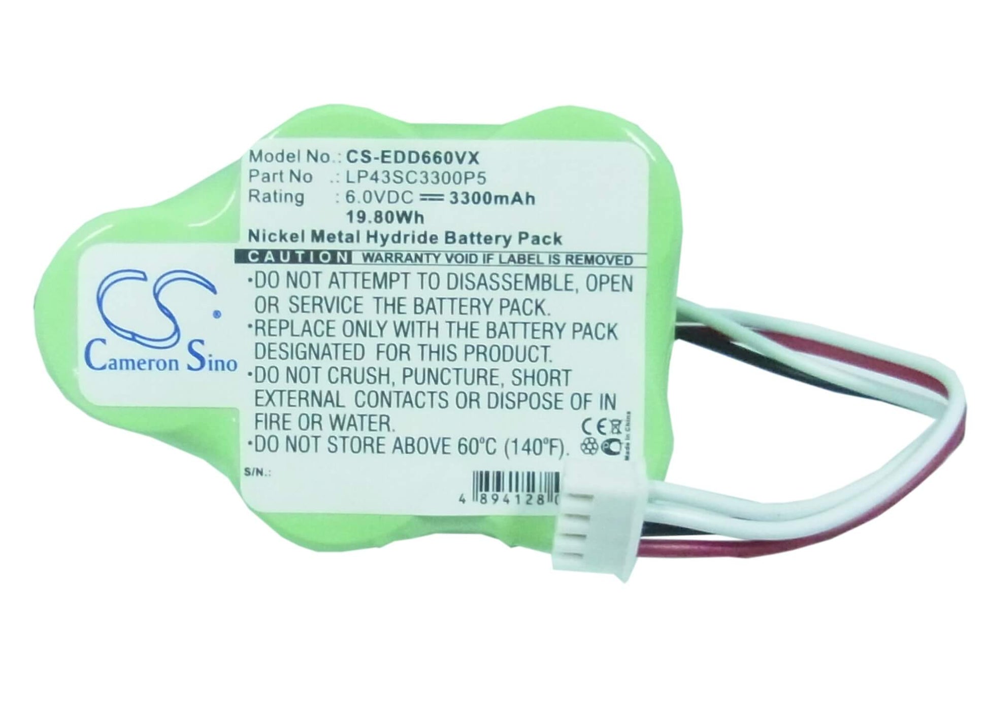 6.0V, 3300mAh, Ni-MH Battery fits Ecovacs, Deebot D62, Deebot D620, 19.8Wh