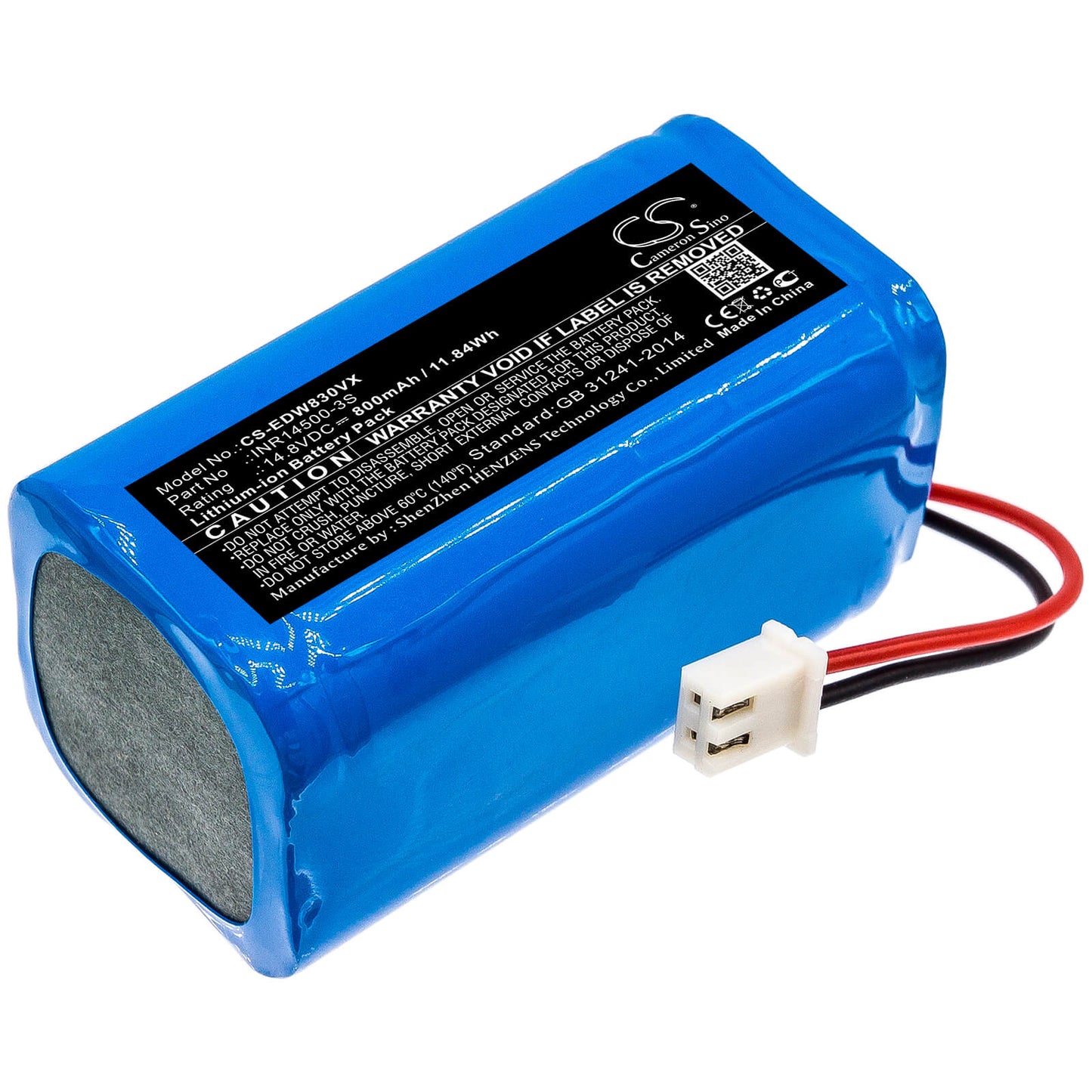 14.8V, 800mAh, Li-ion Battery fits Ecovacs, W830, W830-rd, 11.84Wh
