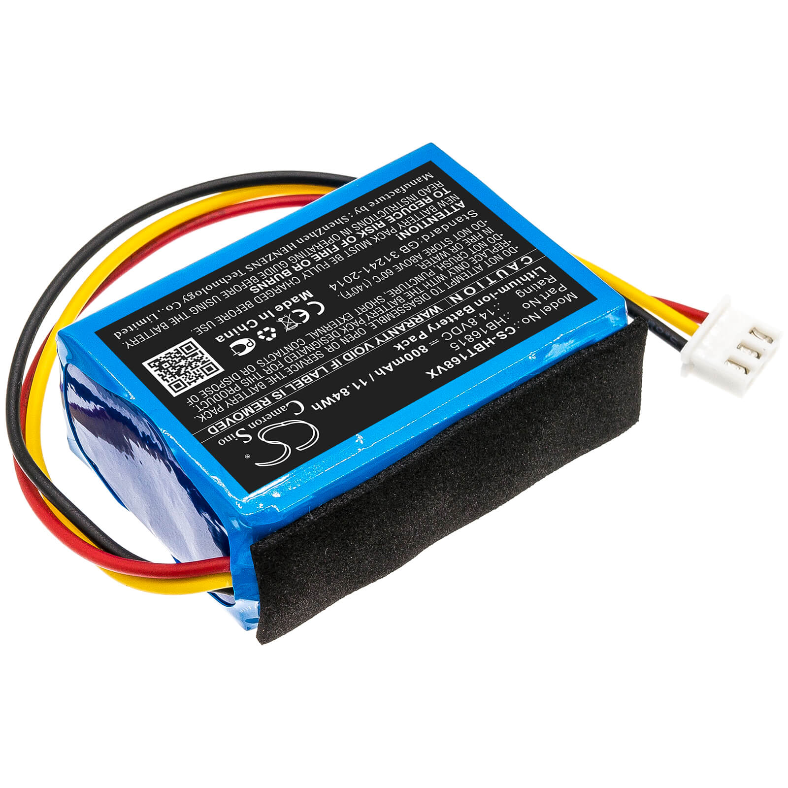 14.8V, 800mAh, Li-ion Battery fits Hobot, 168, 188, 11.84Wh