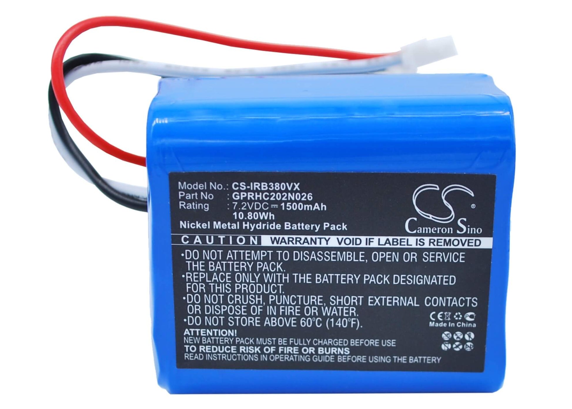 7.2V, 1500mAh, Ni-MH Battery fits Irobot, 5200b, Braava 2000, 10.8Wh