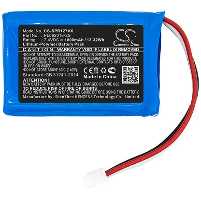 7.4V, 1800mAh, Li-Polymer Battery fits Sichler, Pr-025, Pr-030, 13.32Wh