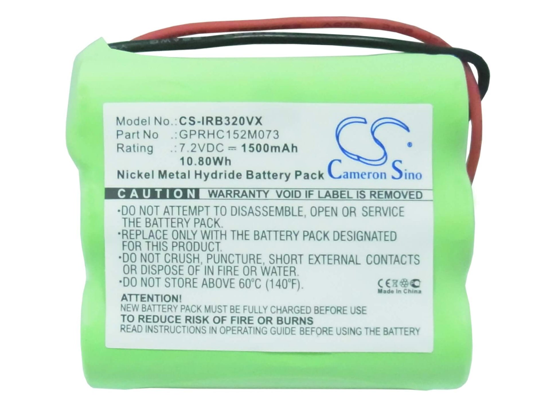 7.2V, 1500mAh, Ni-MH Battery fits Irobot, Braava 320, Braava 321, 10.8Wh