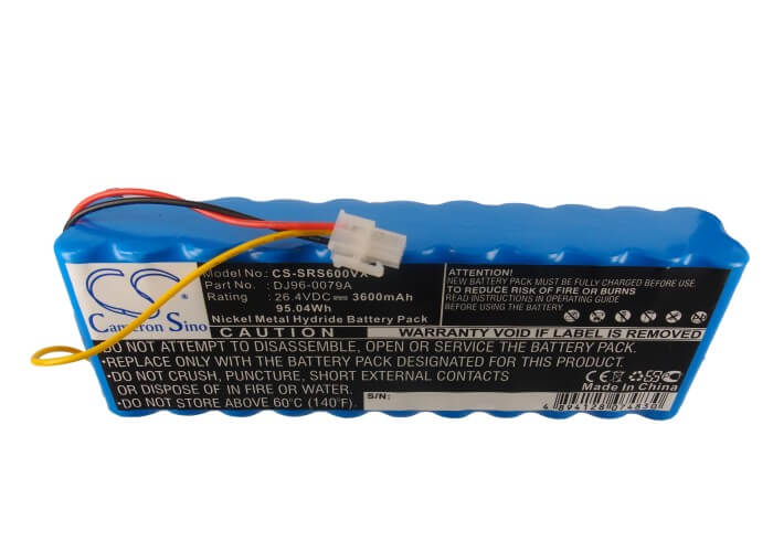 26.4V, 3600mAh, Ni-MH Battery fits Samsung, Vc-rs60, Vc-rs60h, 95.04Wh