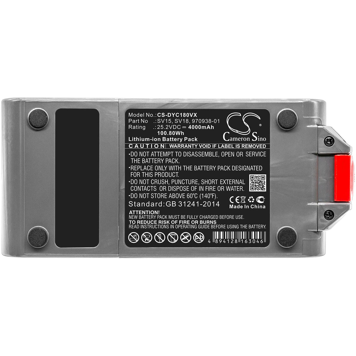 25.2V, 4000mAh, Li-ion Battery fits Dyson, V11 2020, V11 Absolute Extra, 100.8Wh