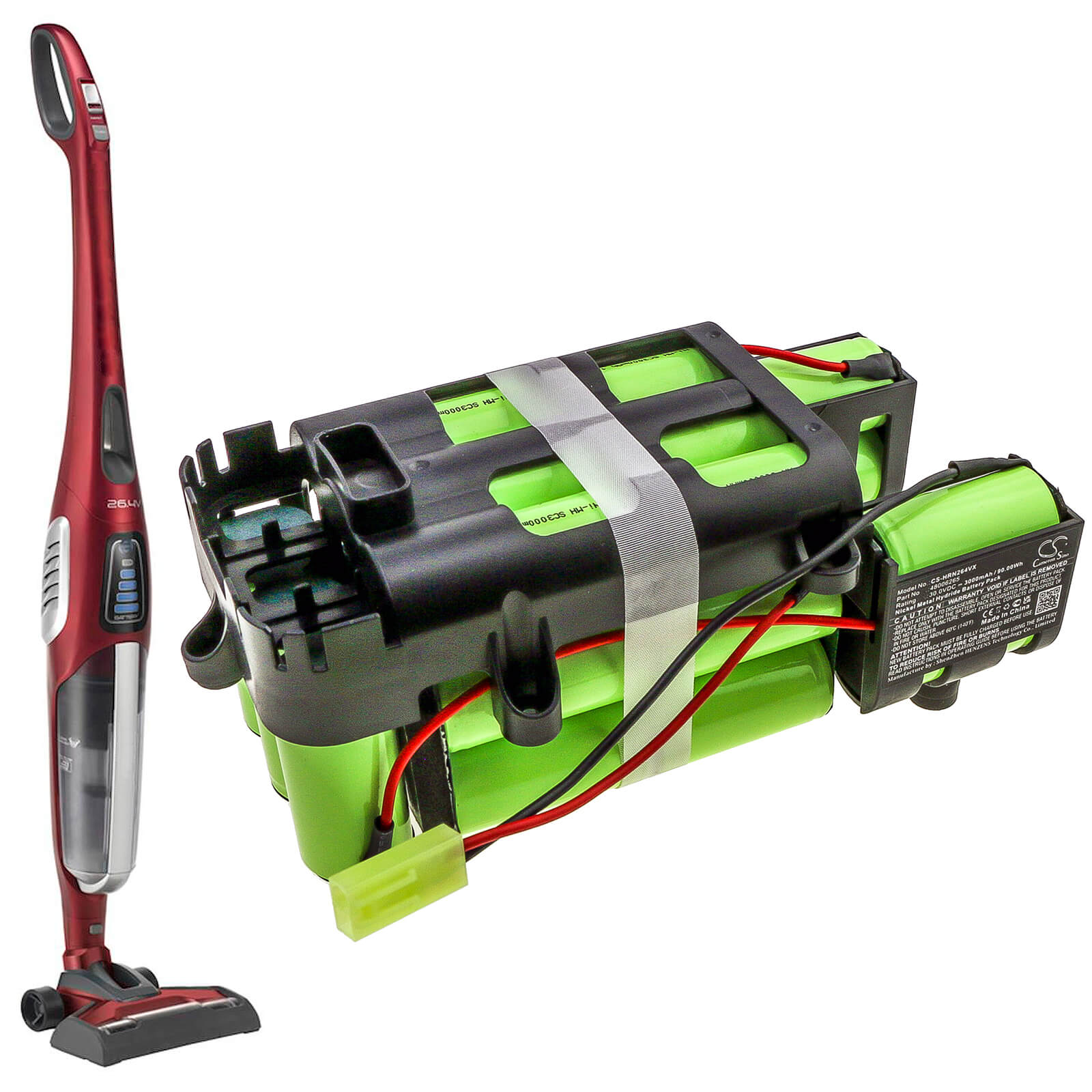 30.0V, 3000mAh, Ni-MH Battery fits Hoover, Athn30gr011, Athv30rm011, 90Wh