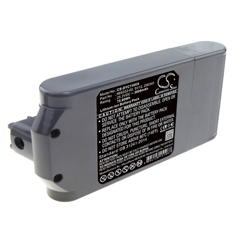 25.2V, 3000mAh, Li-ion Battery fits Dyson, Cyclone V10, V10, 75.6Wh