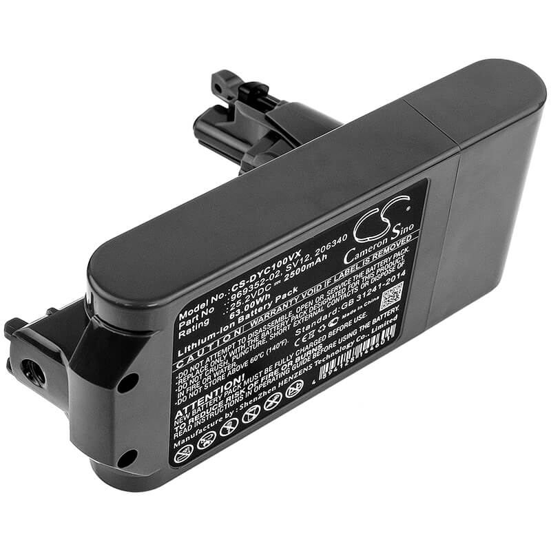 25.2V, 2500mAh, Li-ion Battery fits Dyson, Cyclone V10, V10, 63Wh