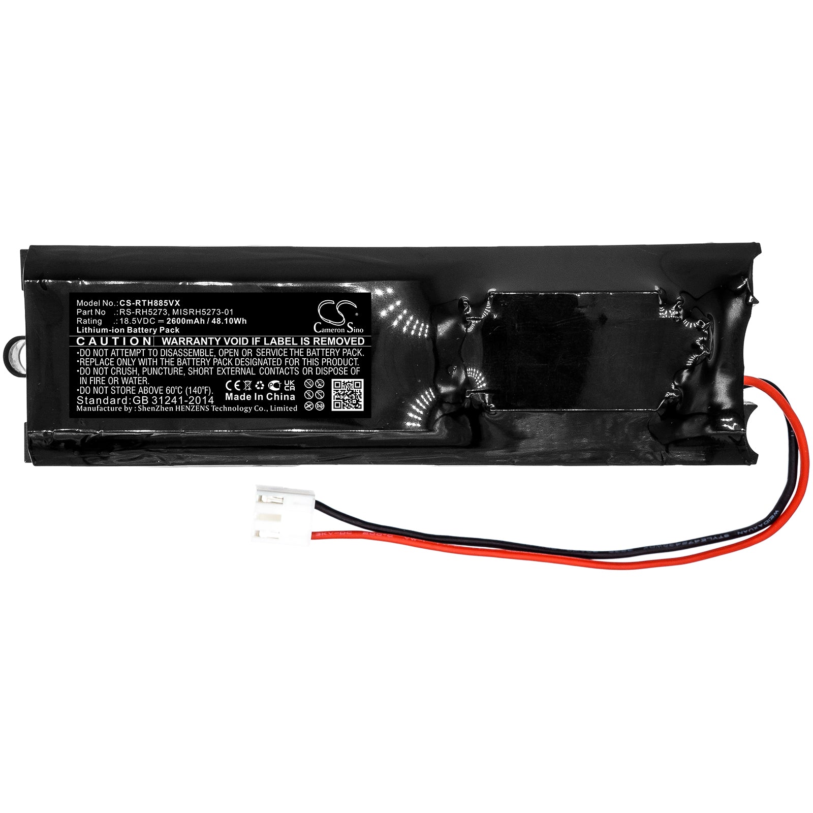 18.5V, 2600mAh, Li-ion Battery fits Rowenta, Rh8812wh/9a0, Rh8812wh/9a2, 48.1Wh