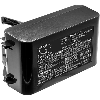 21.6V, 5000mAh, Li-ion Battery fits Dyson, Sv10, V8, 108Wh