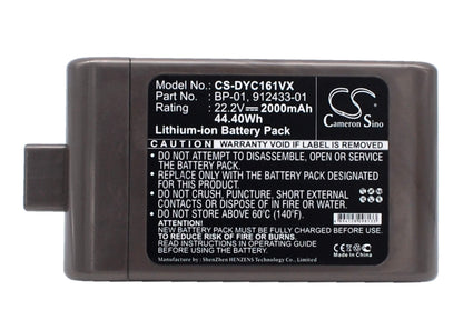 22.2V, 2000mAh, Li-ion Battery fits Dyson, D12 Cordless Vacuum, Dc16, 44.4Wh