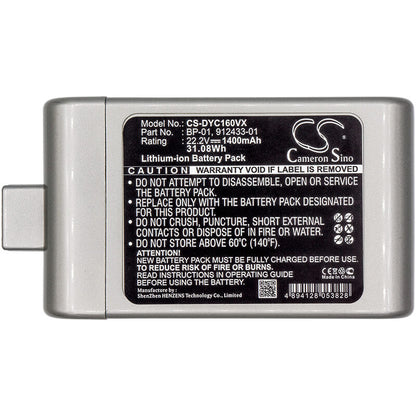 22.2V, 1400mAh, Li-ion Battery fits Dyson, D12 Cordless Vacuum, Dc16, 31.08Wh