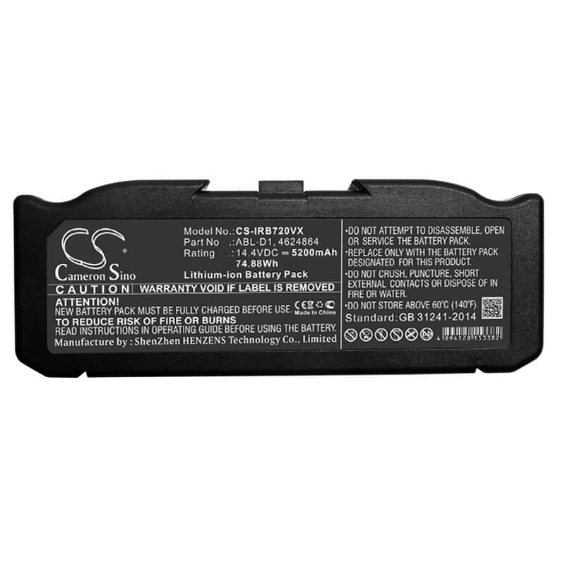 14.4V, 5200mAh, Li-ion Battery fits Irobot, 7150, I31502f, 74.88Wh