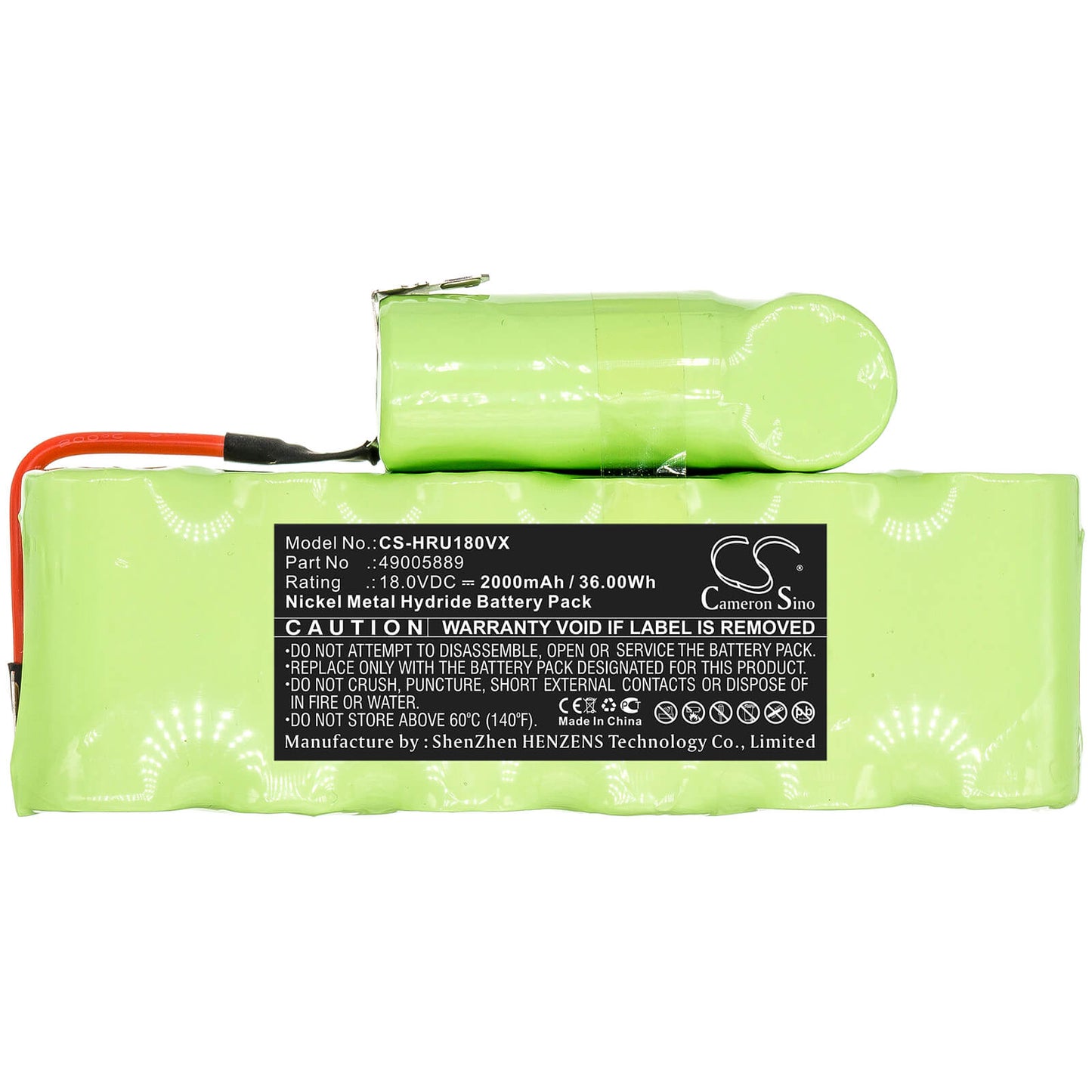 18.0V, 2000mAh, Ni-MH Battery fits Hoover, Su180, Su180b8, 36Wh