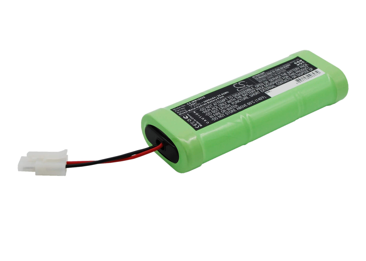 7.2V, 3600mAh, Ni-MH Battery fits Irobot, Looj 125, Looj 135, 25.92Wh