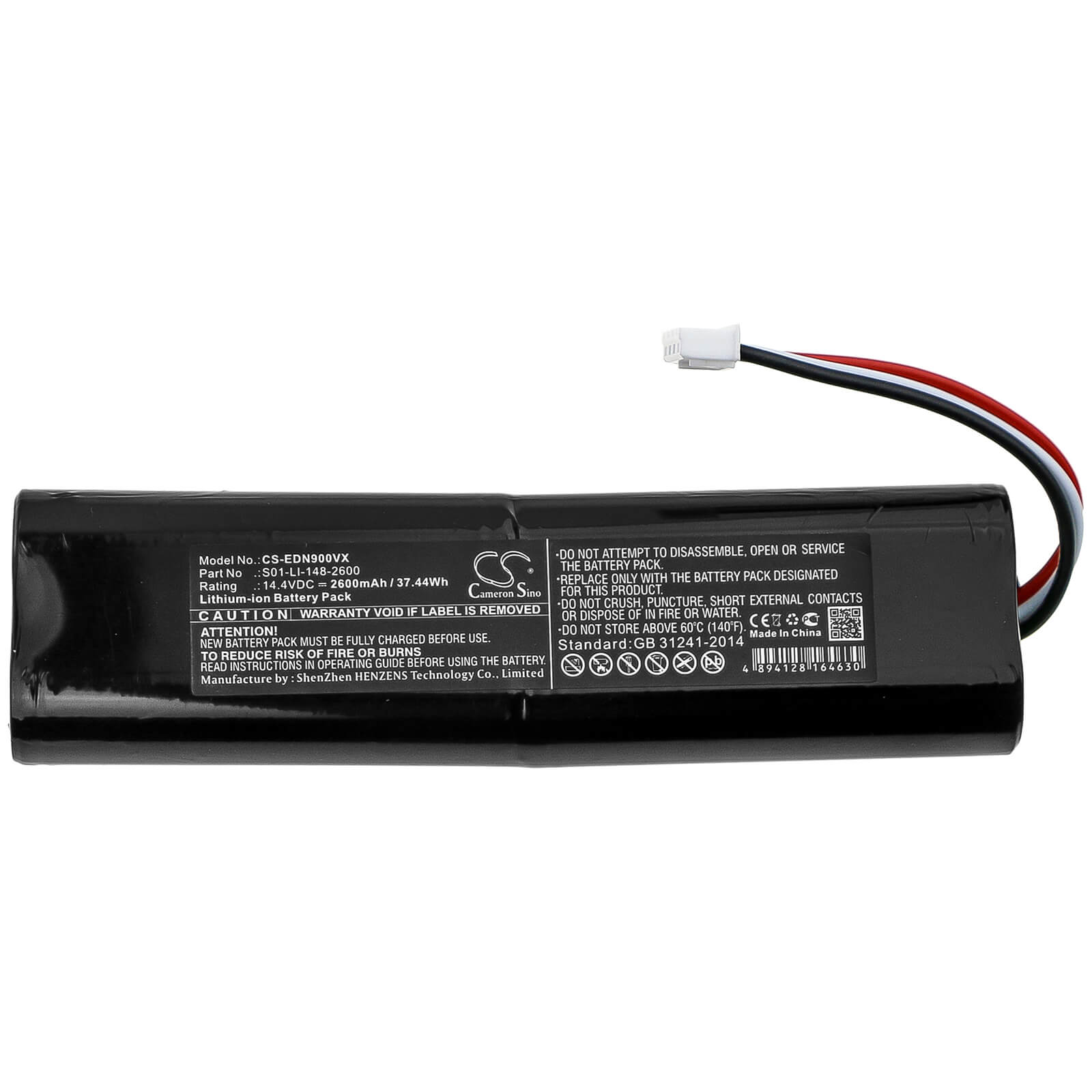 14.4V, 2600mAh, Li-ion Battery fits Ecovacs, Deebot Ozmo 900, Deebot Ozmo 901, 37.44Wh