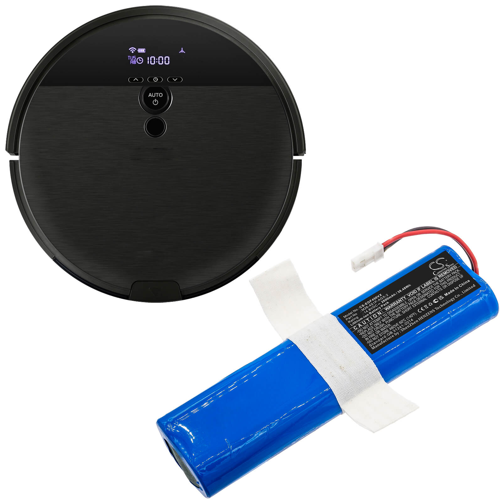 14.8V, 2600mAh, Li-ion Battery fits Ecovacs, Deebot Df45, Deebot Df45 Sweeping Robot Cle, 38.48Wh
