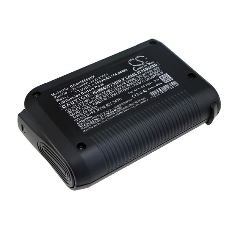 18.0V, 3000mAh, Li-ion Battery fits Hoover, Bh50010 Platinum Collection Co, Bh50015 Platinum Collection Li, 54Wh