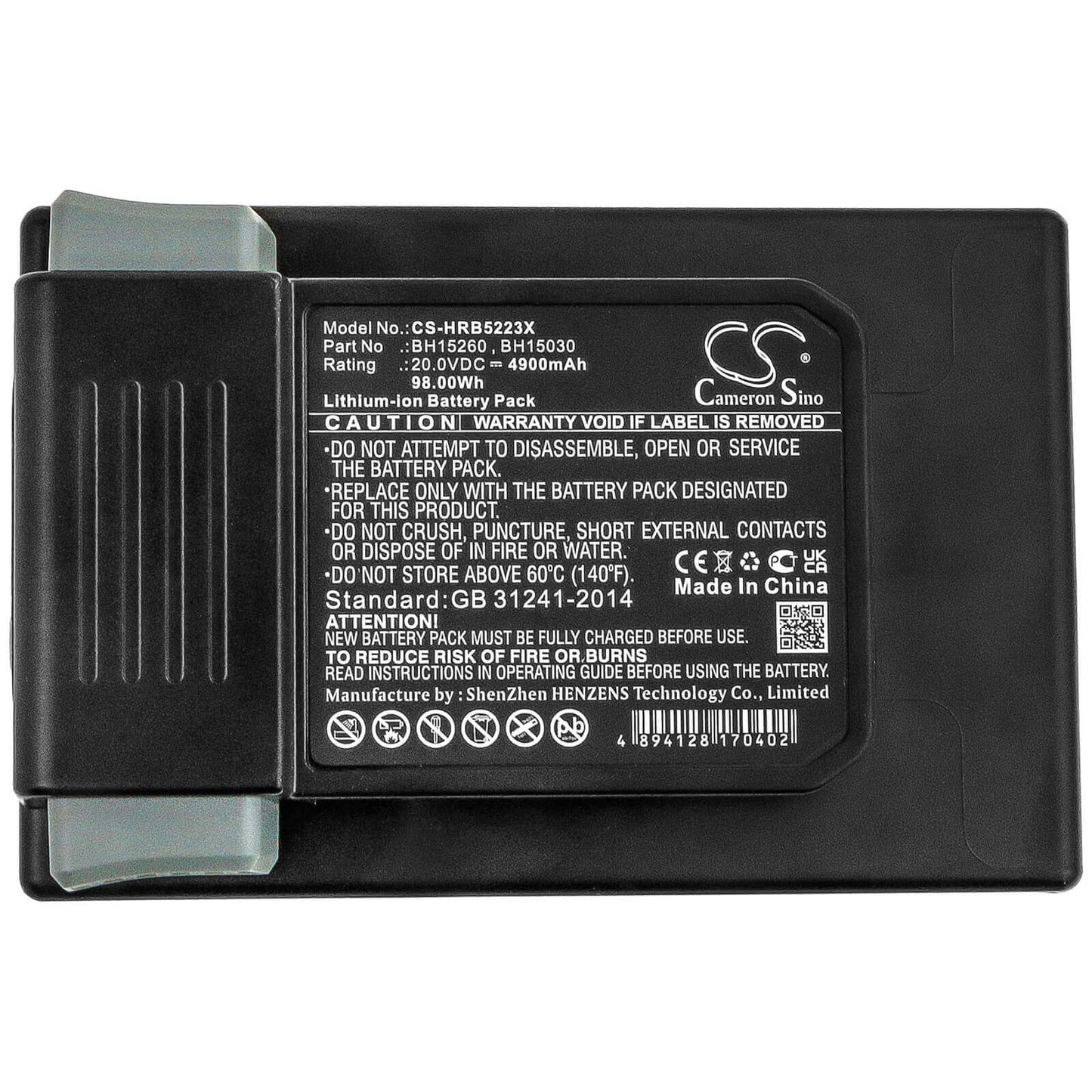 20.0V, 4900mAh, Li-ion Battery fits Hoover, B07q3shzl3, B07q6zhx5r, 98Wh