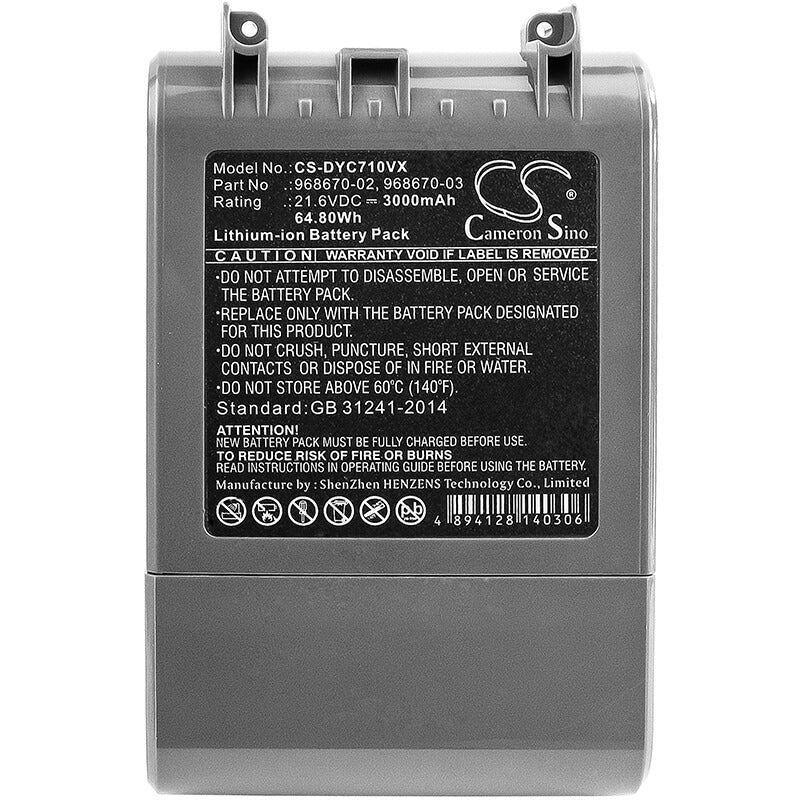 21.6V, 3000mAh, Li-ion Battery fits Dyson, Sv11, V7, 64.8Wh