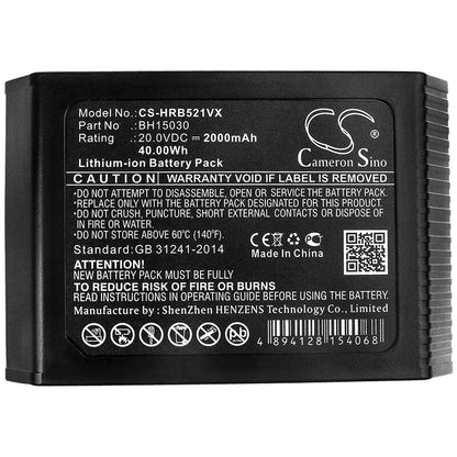 20.0V, 2000mAh, Li-ion Battery fits Hoover, B07q3shzl3, B07q6zhx5r, 40Wh