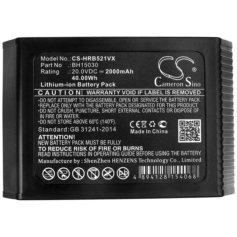 20.0V, 2000mAh, Li-ion Battery fits Vax, Onepwr Spotlessgo Cordless, 40Wh